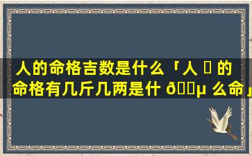 人的命格吉数是什么「人 ☘ 的命格有几斤几两是什 🐵 么命」